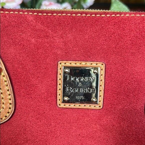 Dooney & Bourke Red Tote with Leather Handles material is suede - Picture 3 of 17